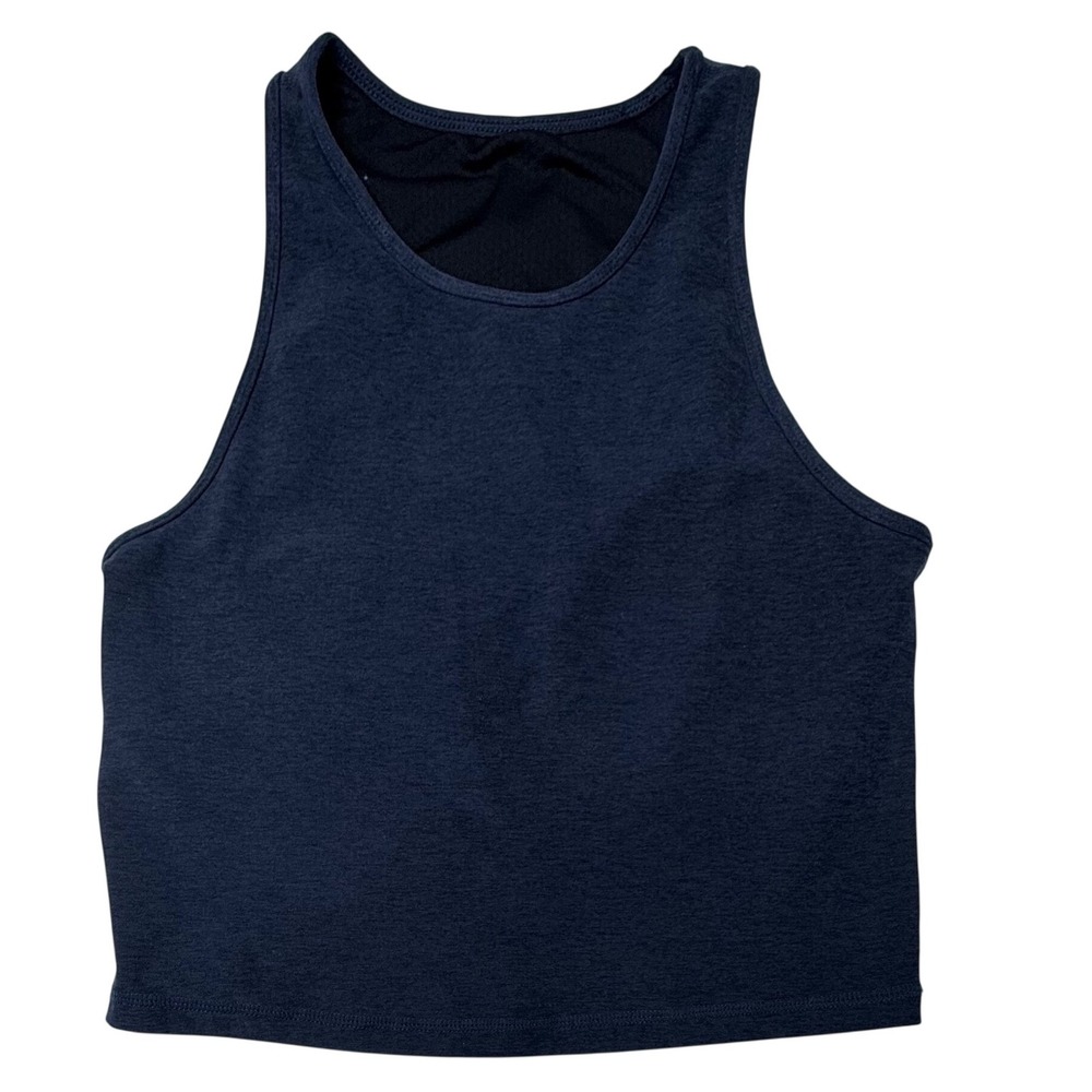 Vuori Halo Essential Tank Heathered Crop High Neck DreamKnit Yoga Top Size S T9